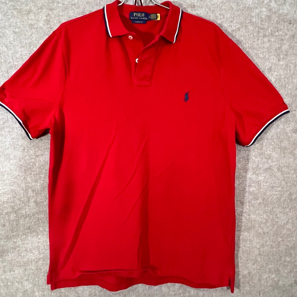 Polo Ralph Lauren Polo Shirt Men's Large Red Short Sleeve Classic Fit Pony Logo